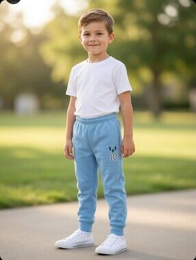 0271 Kids Light Blue Jogger Sweatpants with Number 10 Detail